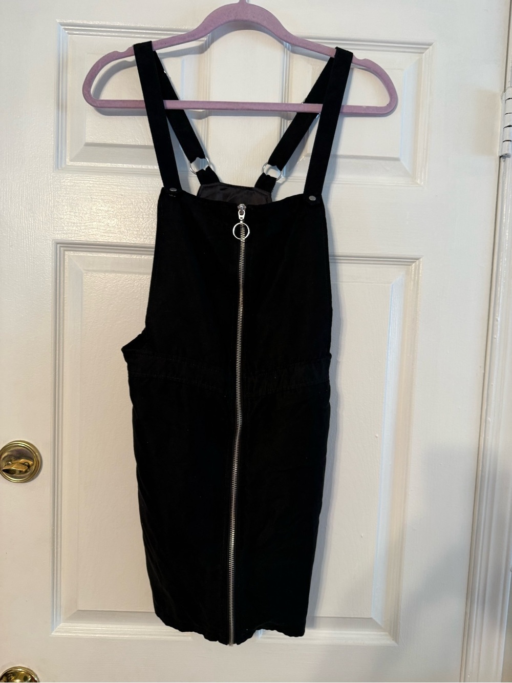 H&M Black Mini Pinafore Dress with Front Zip